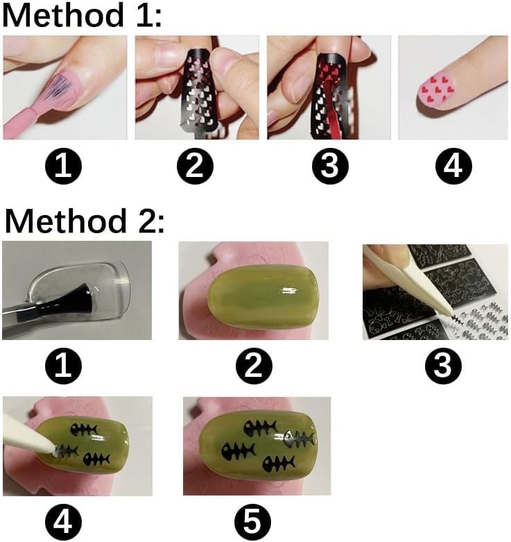144-Design Airbrush Nail Stencil Set – DIY Nail Art Stickers & Decals for Hom…