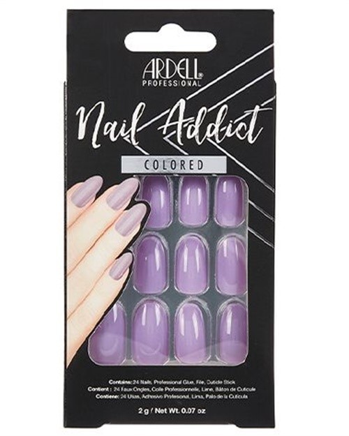 Ardell Nail Addict Press-On Nails Set Lovely Lavender, Almond-Shape