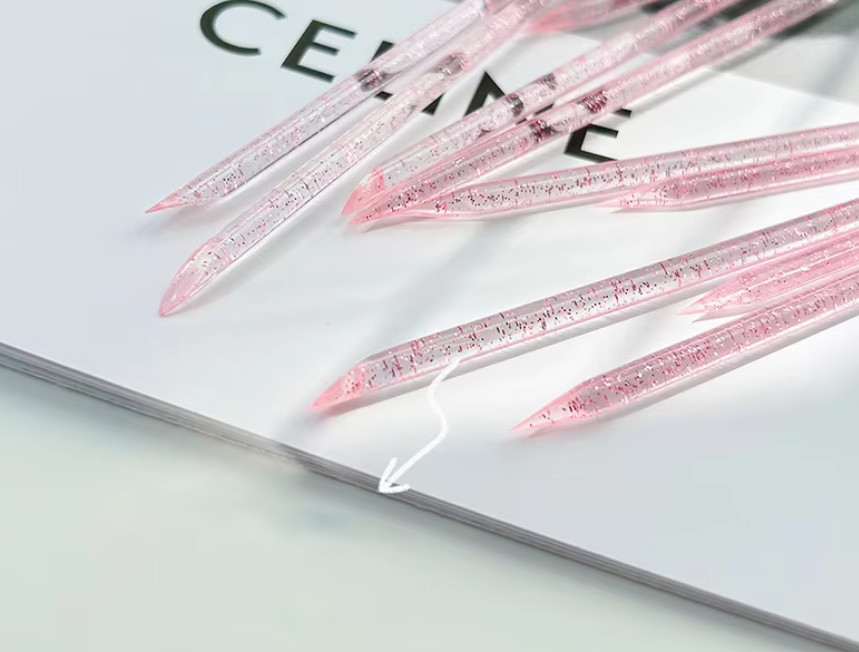 100Pcs Reusable Crystal Glitter Stick Double End Nail Art Cuticle Pusher Remove