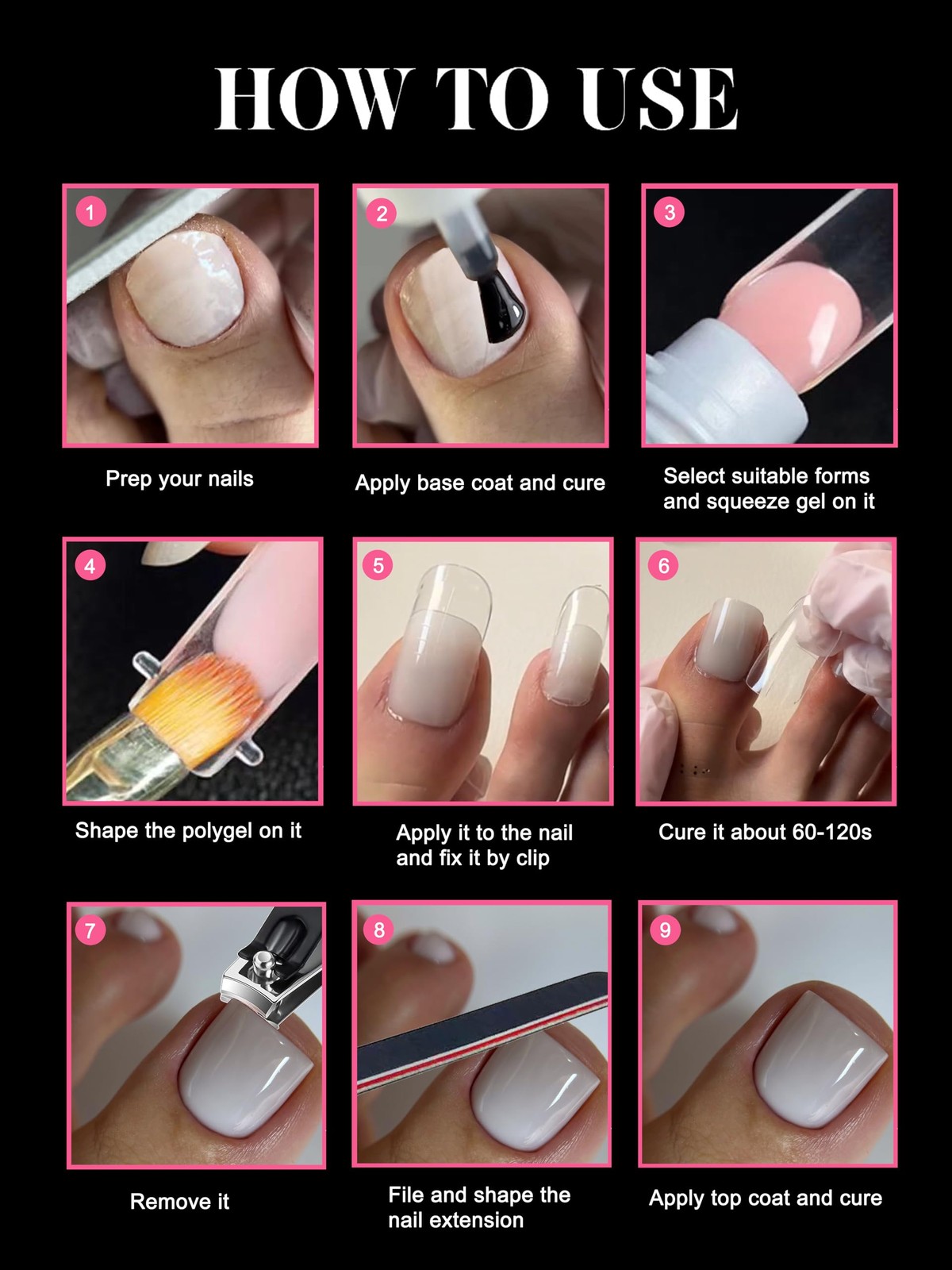 300 Pcs 15 Sizes Polygel Toenail Forms for Extention Full Cover Toes Dual For…