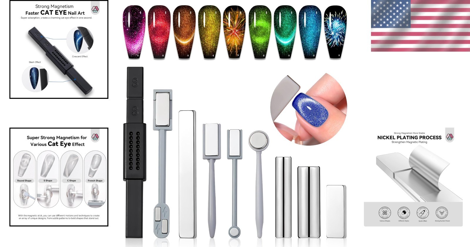 Cat Eye Magnet for Nails, Gel Nail Polish, Nail Art Tools, Strong Nail Magnets