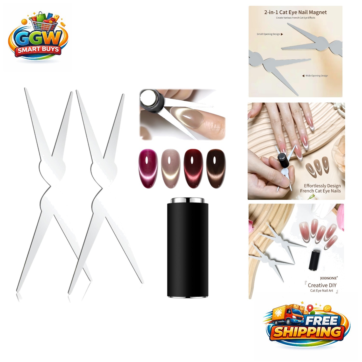 Matte Cylinder & Scissor Plate Cat Eye Magnet – Perfect for French Nail Designs