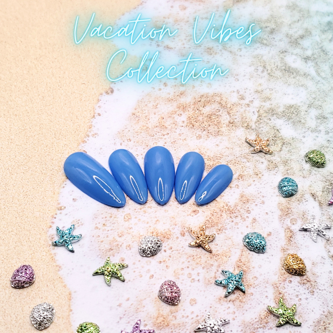#425 Blue Press On Nails | Handmade | Hard Gel Glue On Nails