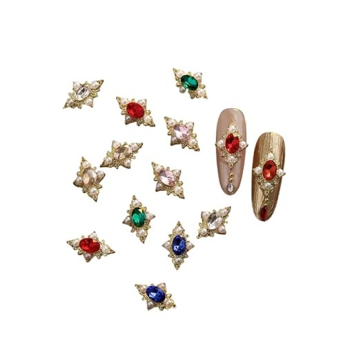 Luxury Nail Charms Big Rhinestones Gold Border Nail Gems Metal Alloy asd-24