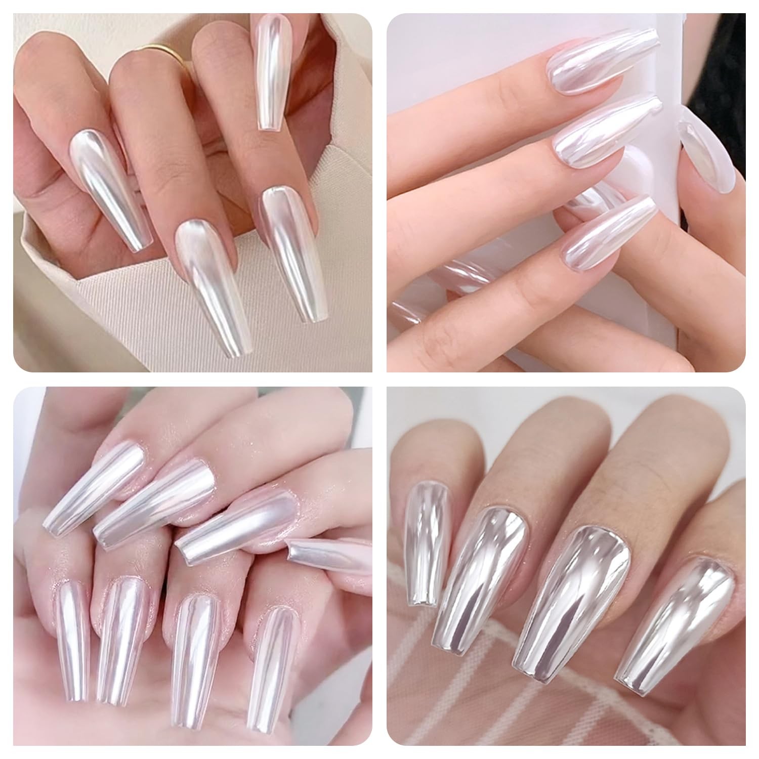 Magic White Chrome Nail Powder Super Glossy Mirror Effect