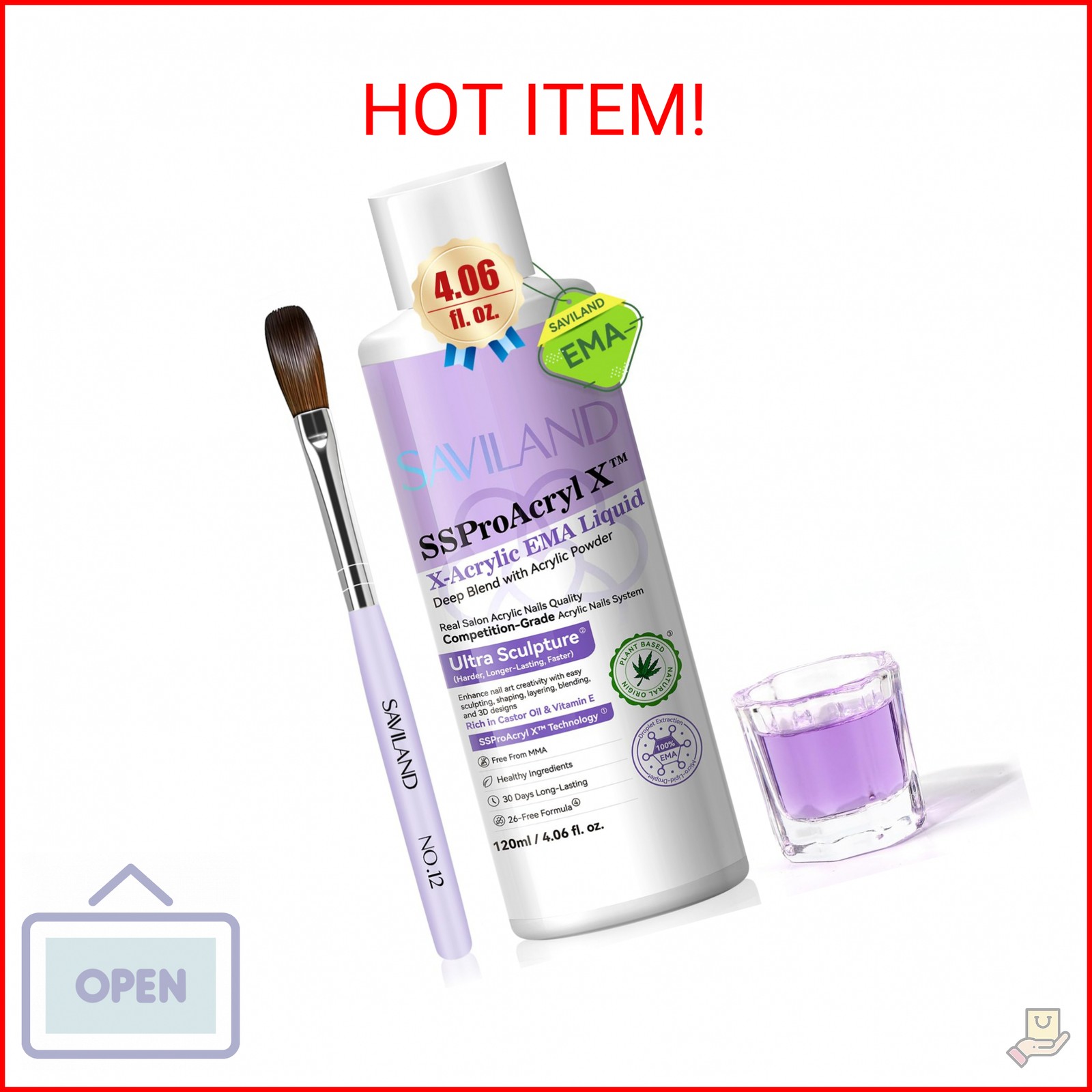 SAVILAND Pure EMA Monomer Acrylic Nail Liquid: 4 oz Pro Acrylic Monomer for Nail