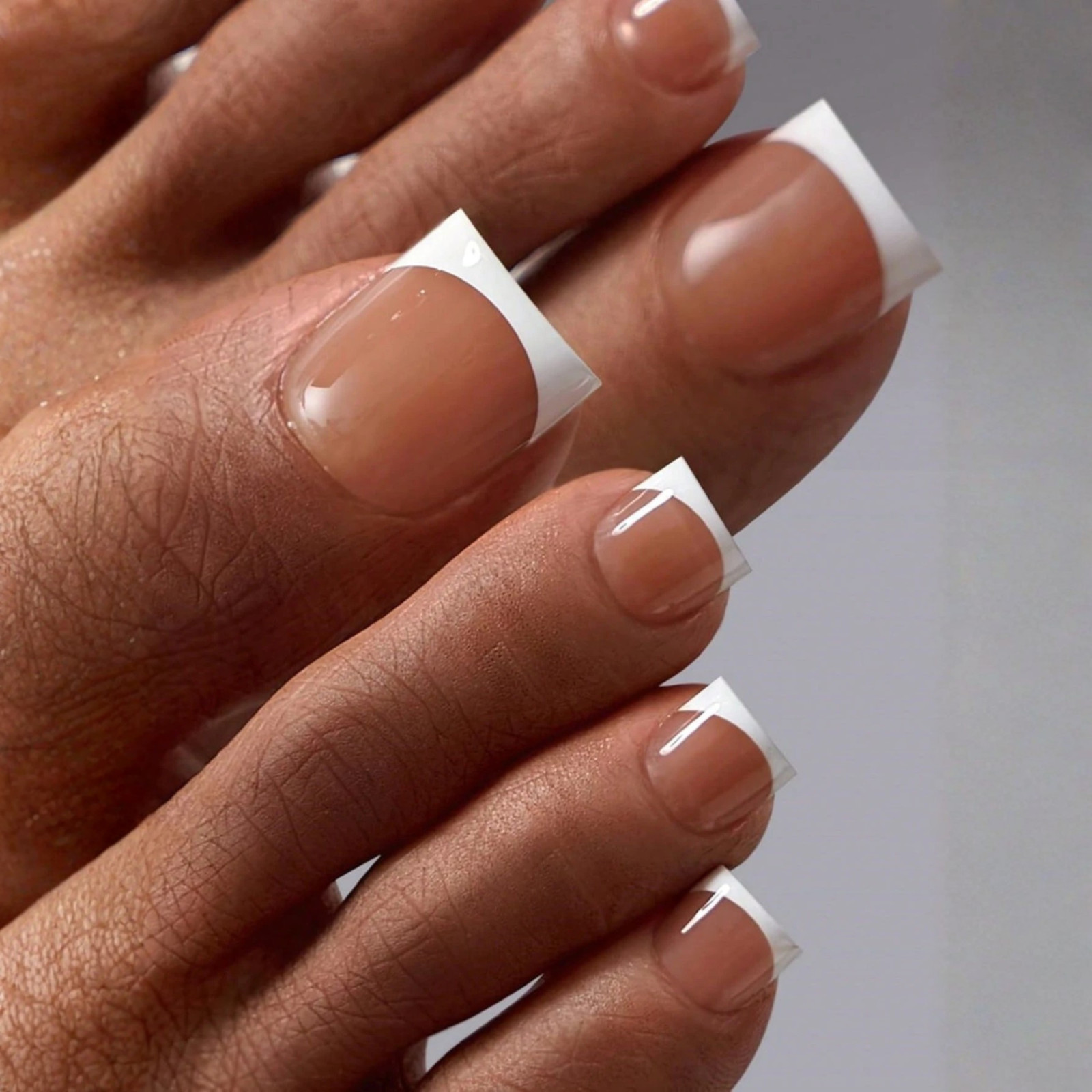 150x Press-On Fake Nail Tips Toenails Short Square French Soft Gel 15 Size Nails