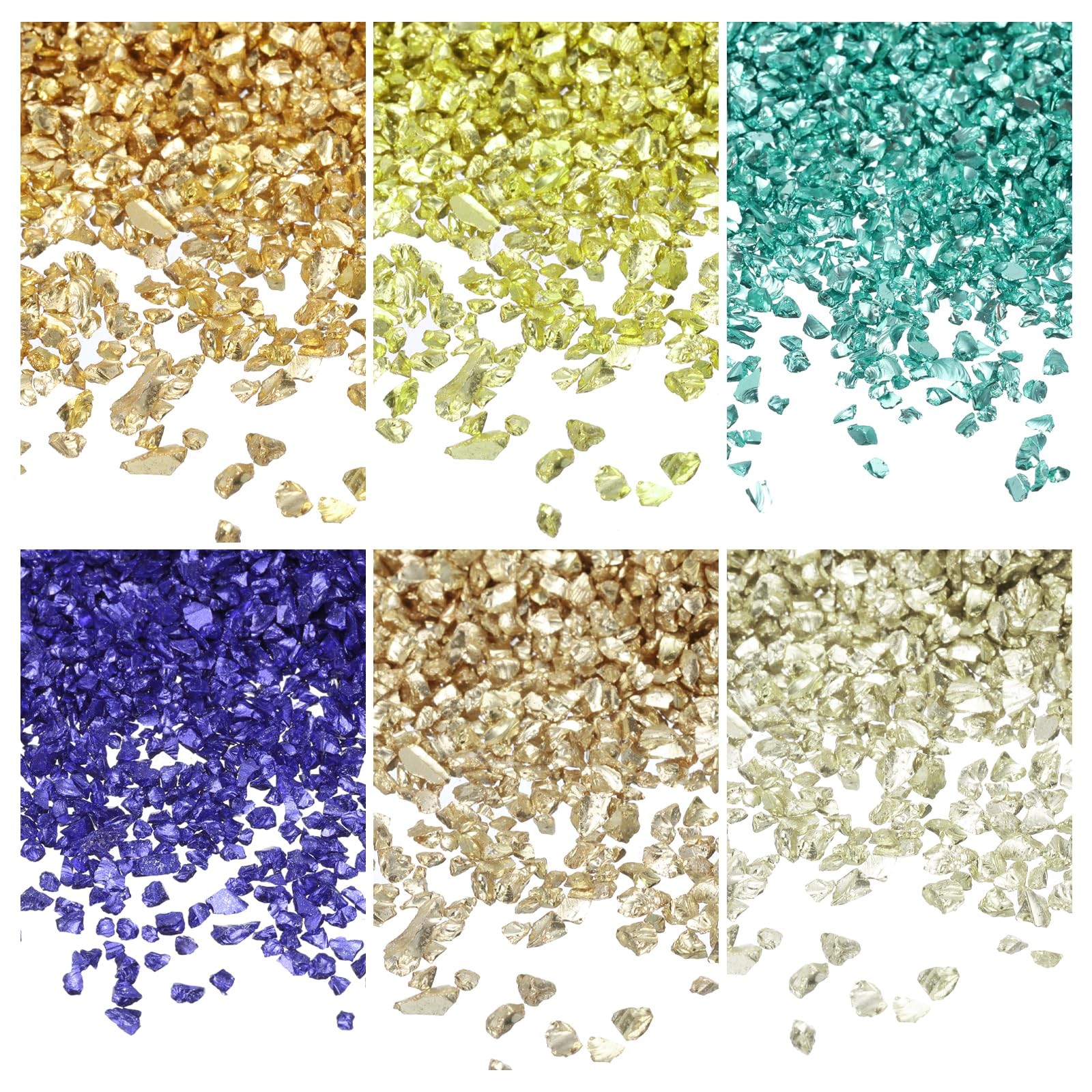 MECCANIXITY 26g Crushed Glass for Crafts, 2-4mm Metallic Irregular Glass Chip…