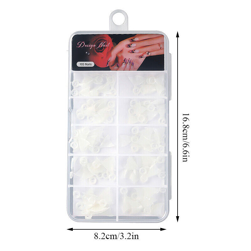 100PCS Box Nail Tip French Fake Art Nails Half Cover Artificial Acrylic Short
