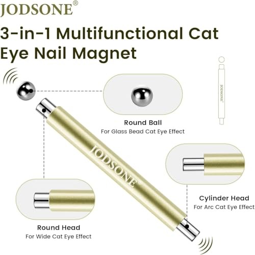 3-in-1 Cat Eye Magnet Nail Art Tool,Cylindrical & Ball Magnet Nail Art Metal