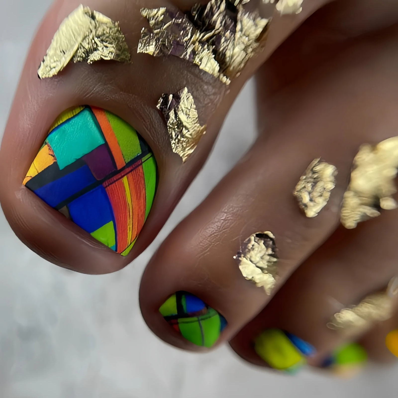 24pcs Flower Printed Press On Toenails European Square Head Fake Toenails