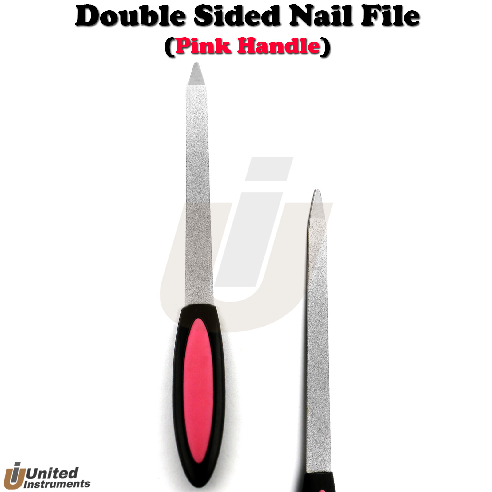 Manicure Pedicure Art Nail File Double Sided Metal With Pink Plastic Handle New