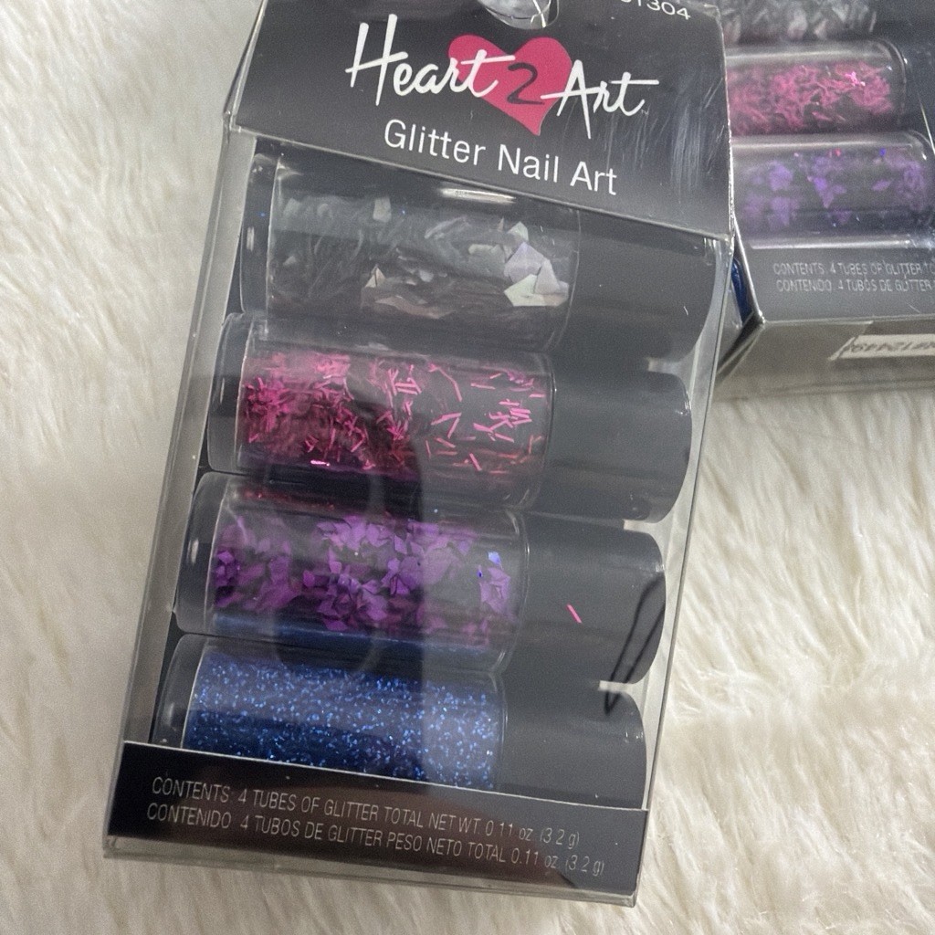 Fing’rs Heart2Art Glitter Nail Art Set, 4 Tubes, Multicolor Glitter Effect