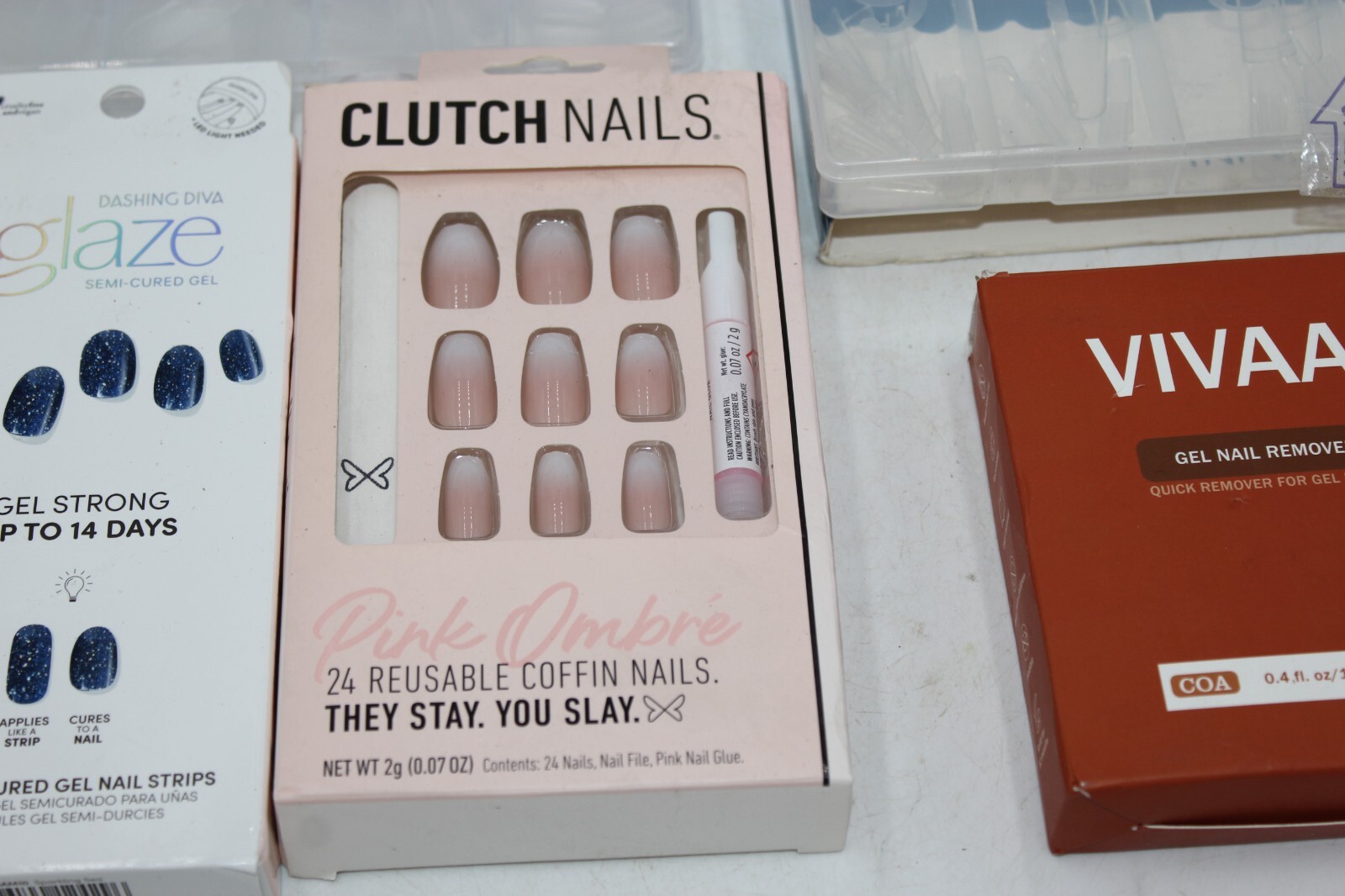 Huge Lot Gel Nails 700+ Pieces Diva Glaze Clutch Vivaali Remover Short/Long Ful