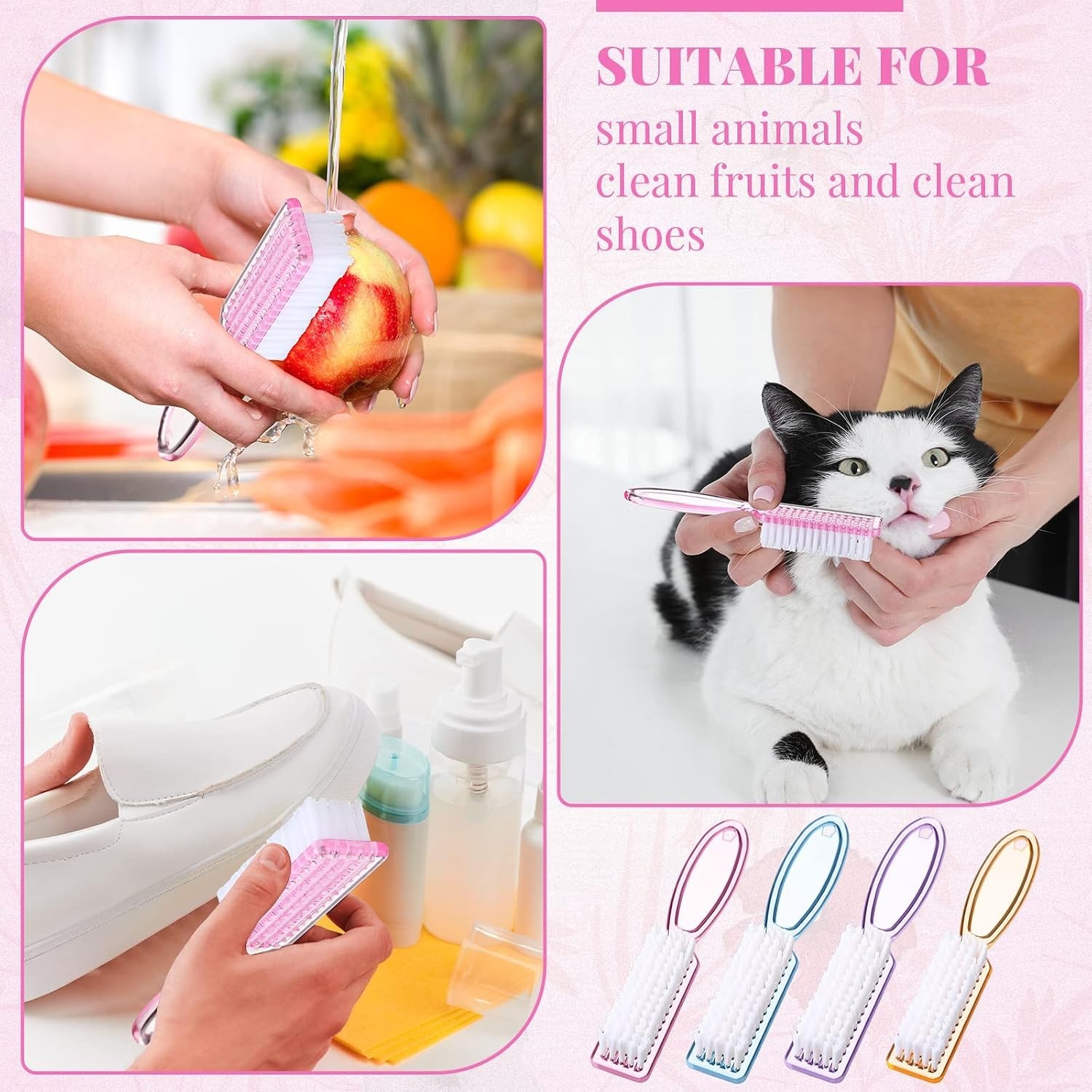 Multicolor Nail Cleaning Brushes Set
