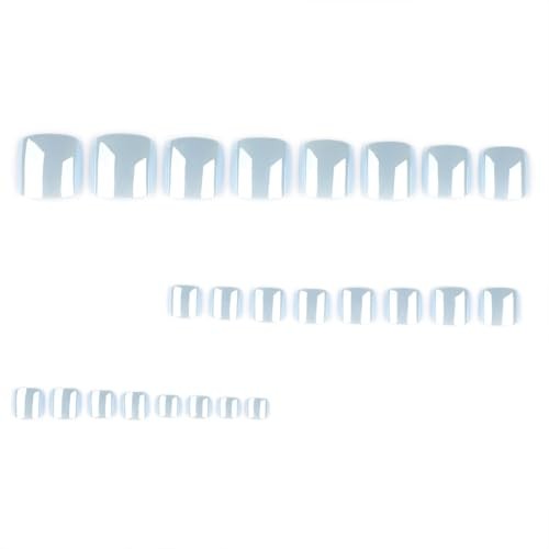 TOE-19 Blue Chrome Toe Nails – Short Square Square Toe Nails – Press ons
