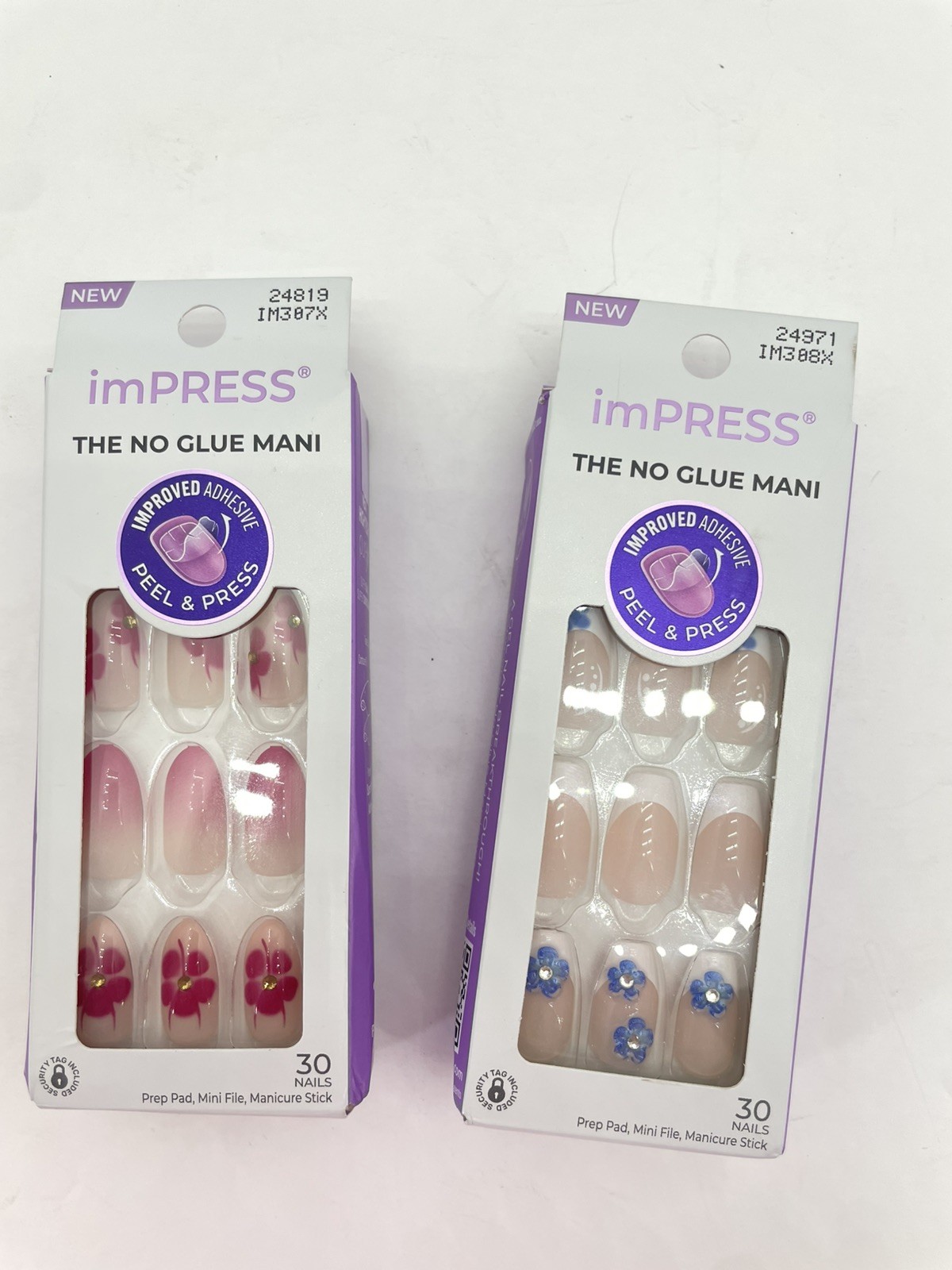 2 PACK Kiss imPRESS No Glue Press-On Nails Pure Ray and Summer Spell.
