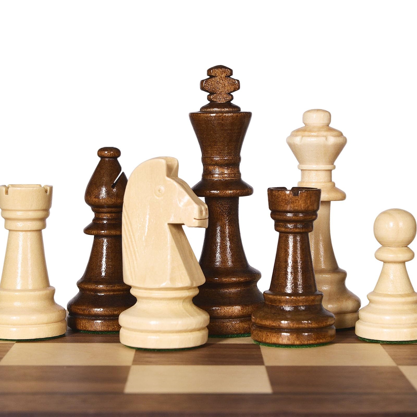 Vamslove Wooden Heavy Weighted Chess Pieces Only-3.8” King-Extra 2 Medium