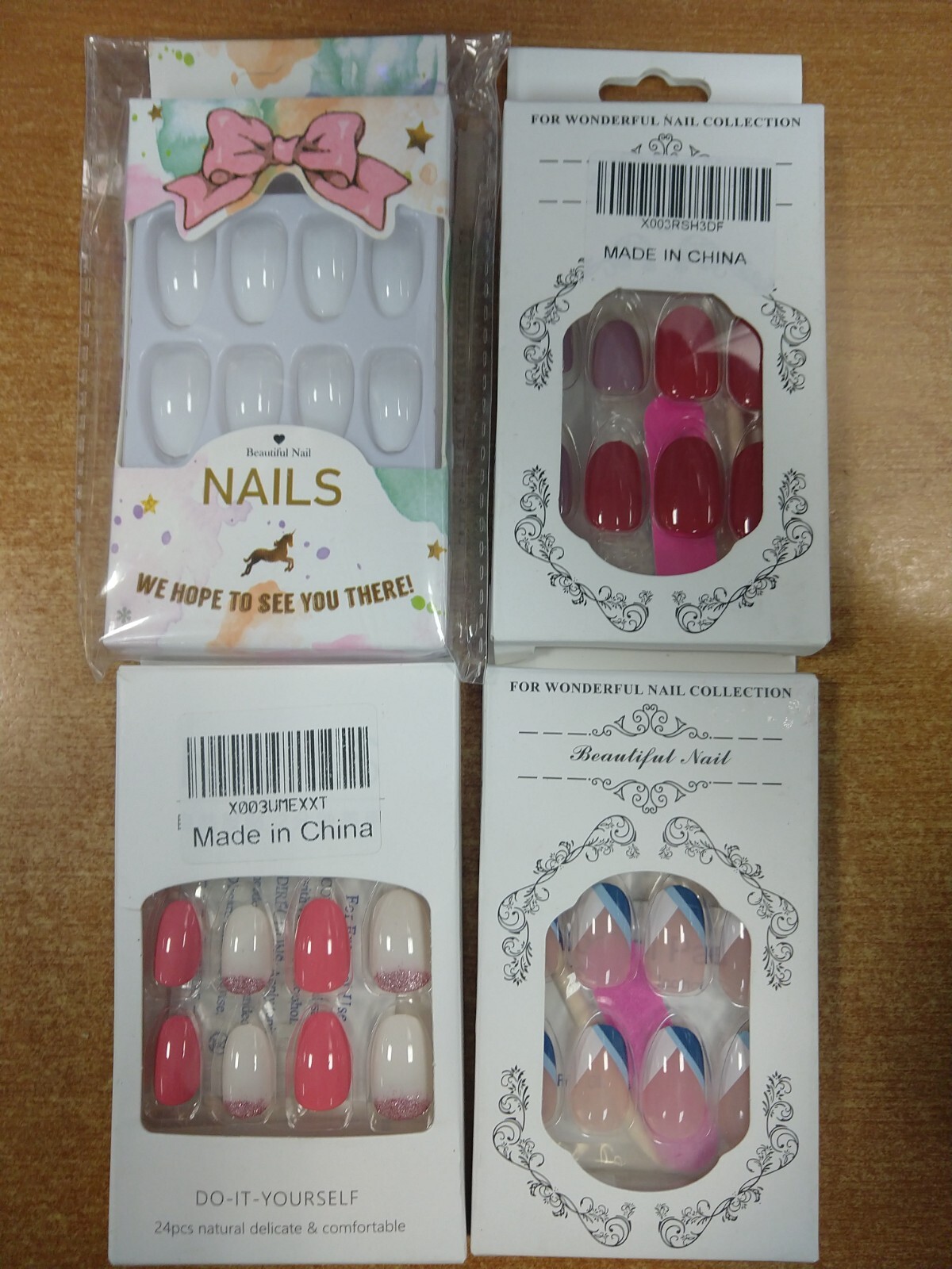 4 Boxes of 24: Oval Shaped Press On Nails (14D-1819)