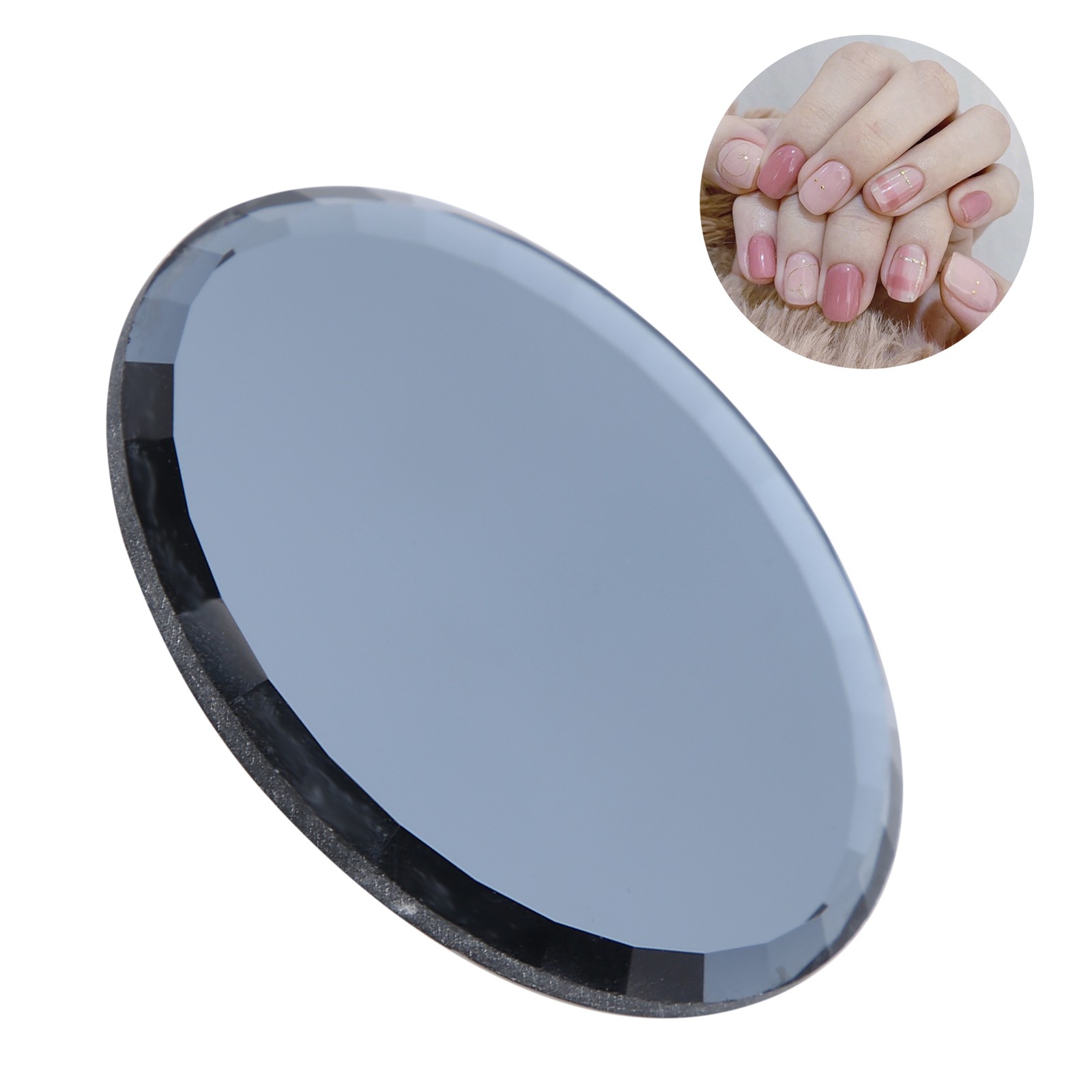 False Nail Mirror Glass Display Board Manicure Drawing Color Mixing Tool (Black)
