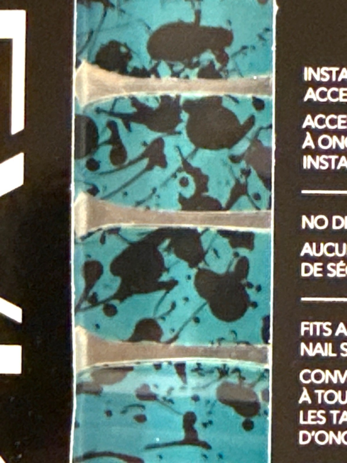 REVLON 16 Real Nail Enamel Style Strips SPLATTER PAINT Blue+Black Chic Abstract