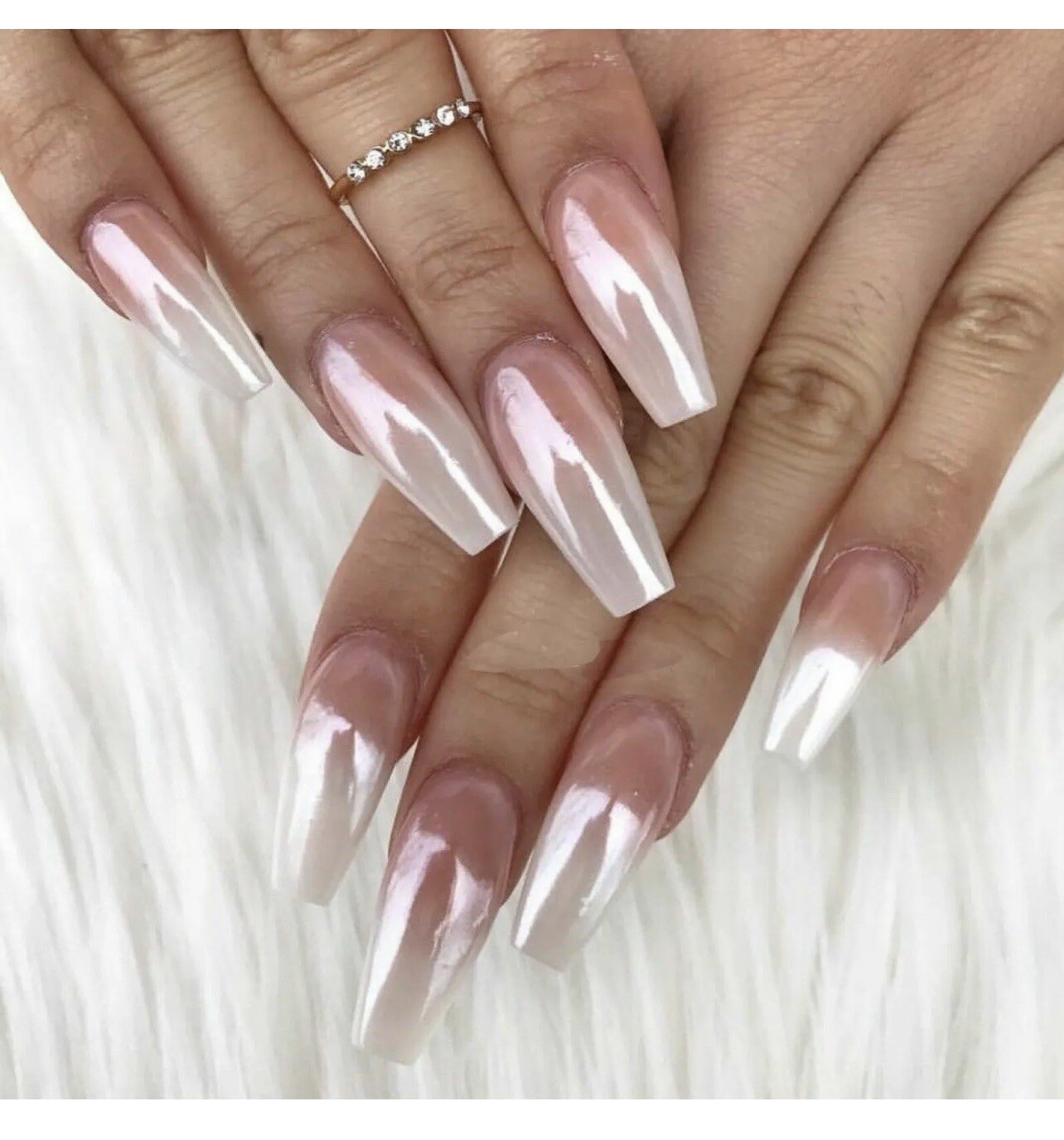 WHITE CHROME POWDER Pigment Pearl Nails Nail Art Crystal Shiny Dust Glazed Donut
