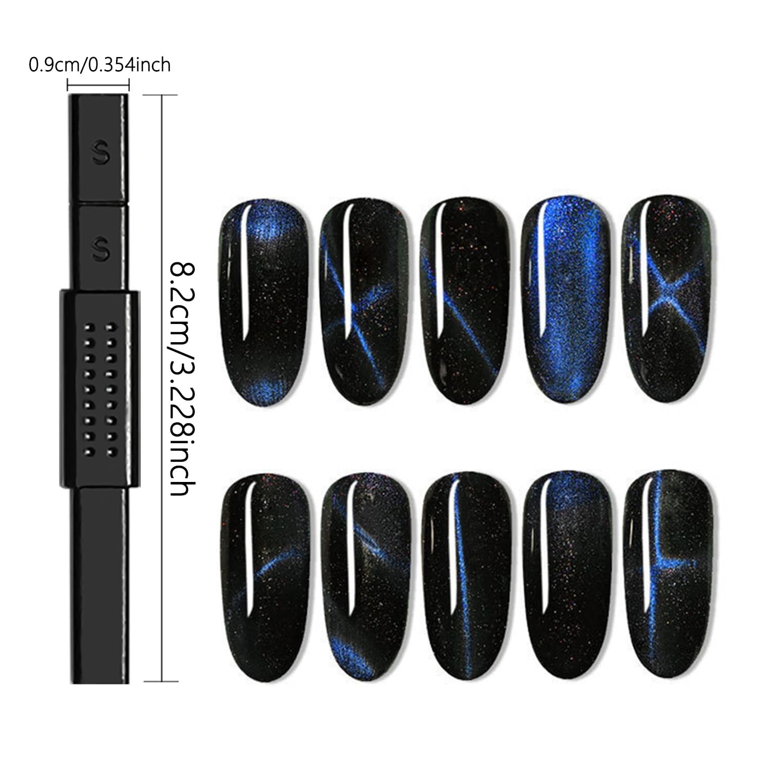 DANNEASY 14pcs Cat Eye Nail Magnet Gel Nail Polish Magnetic Wand Cat Eye Magn…