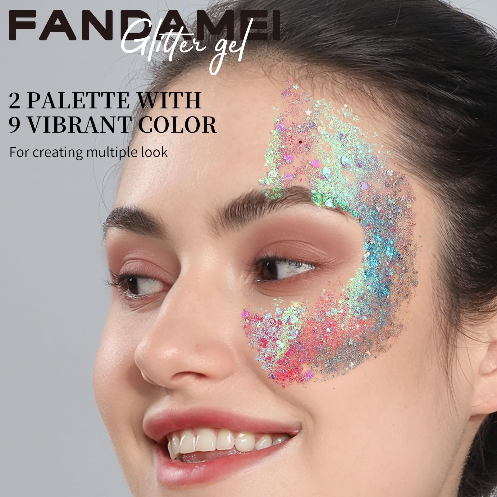 Face Glitter 2 PCS Gel 18 Grids Body Hair for Kids Women Makeup Halloween
