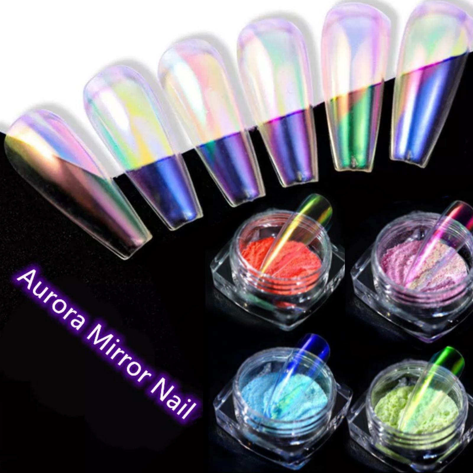 Mirror Chrome Nail Powder Unicorn Holographic Effect 60 Colours Nails Decoration