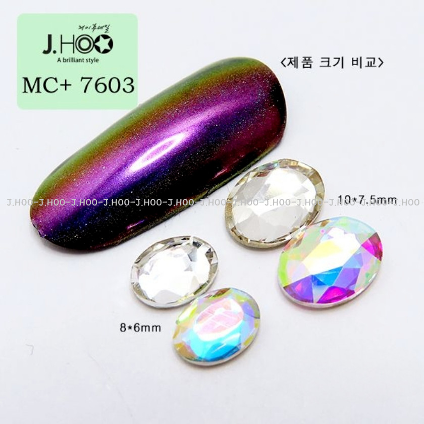 J.HOO Crystal 7603 Oval Flat Back Rhinestones 8×6mm Nail Art (10pcs)
