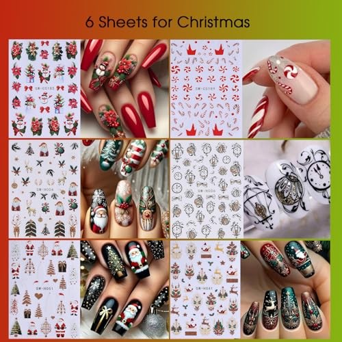 Holiday Nail Art Stickers Decals 30 Sheets 3D All Holidays Styles 30 Sheets