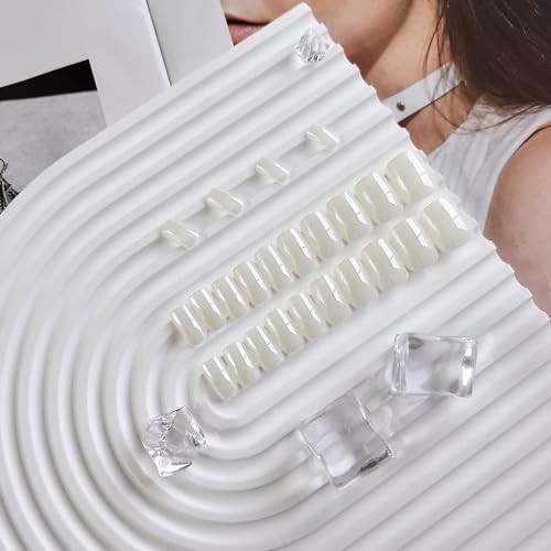 White Glazed Donut Press on Nails Short Square, Milky solid color square white