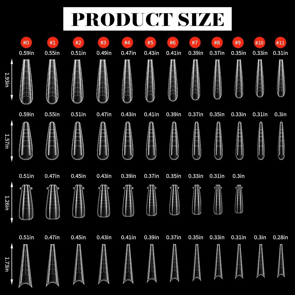 Nail Dual Forms for Poly Gel, 288PCS French Nail Forms, 8 Shapes, 12 Sizes Clear