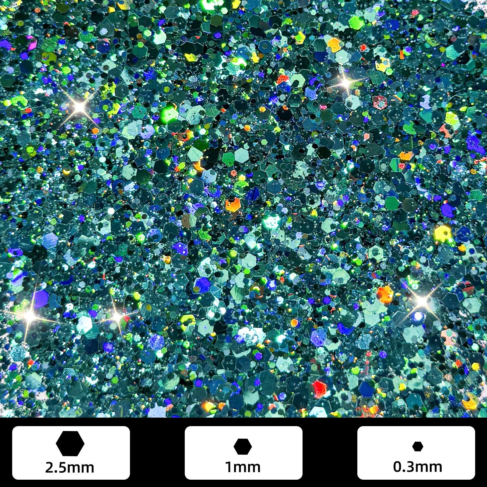 Snorbla Green Blue Glitter, 150G/5.29OZ Holographic Chunky Glitter for Craft,…