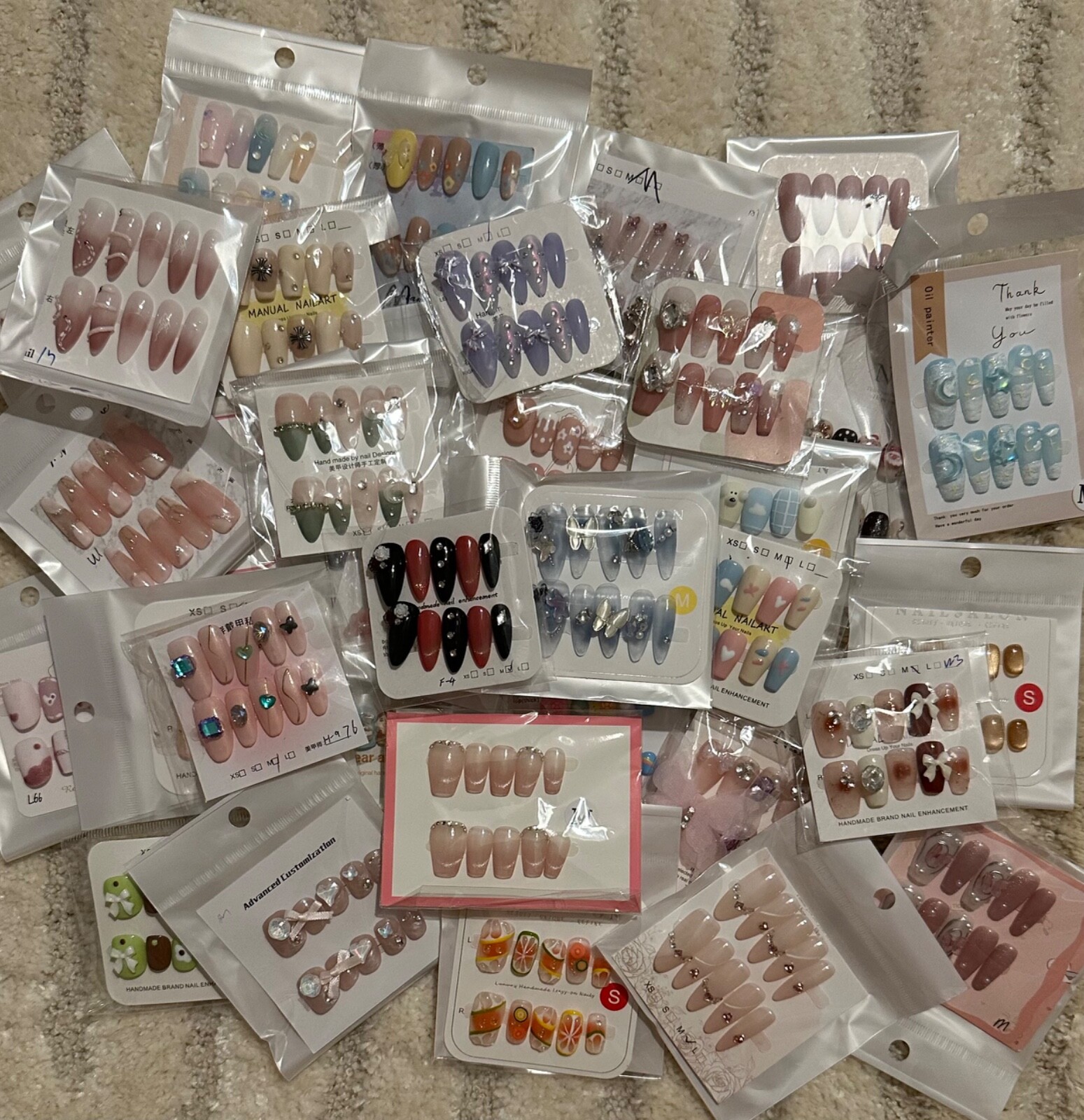 Mystery 5 Sets Handmade Press-On Nails Surprise Gift Set, Multi Size, Reuseable