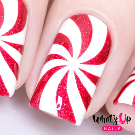 Peppermint Candy Stencils for Nails, Christmas Nail Stickers, Nail Vinyls