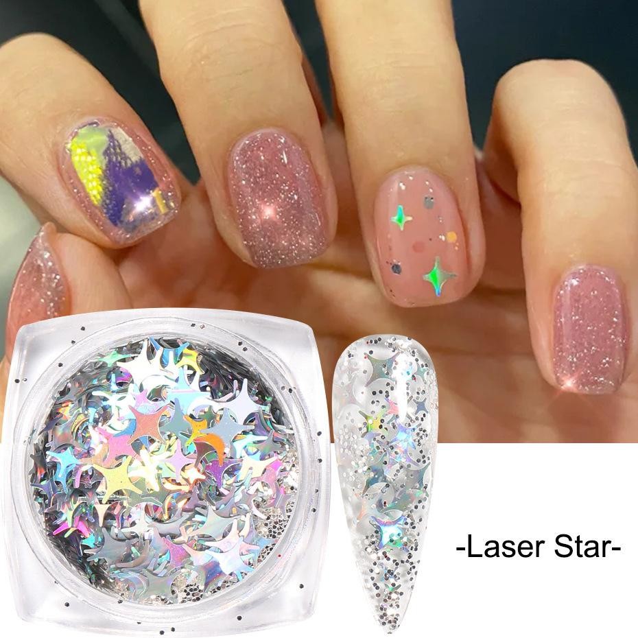 Holographic Glitter Mix Set, Hearts Butterflies Stars Sequins for DIY Nail Decor