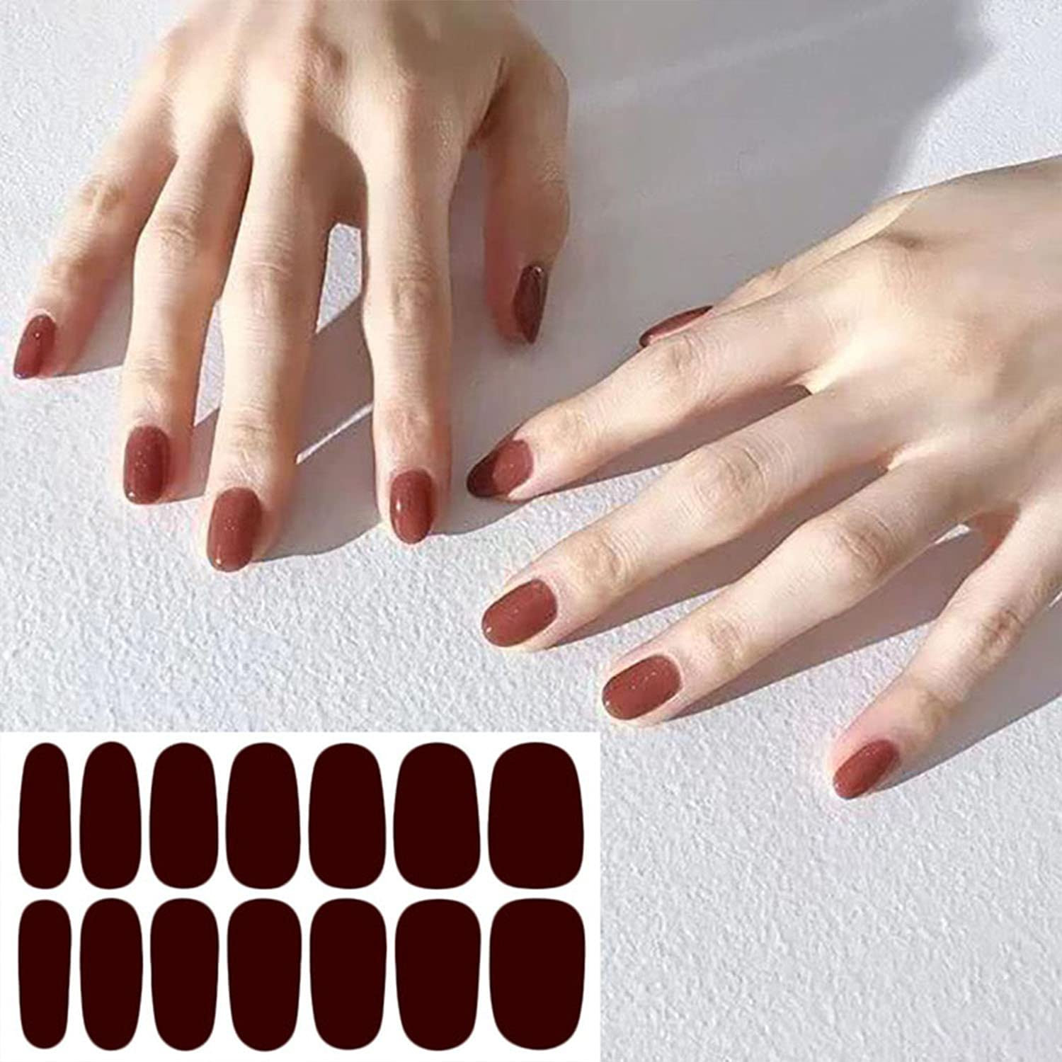 20 Sheets Dark Solid Color Series Nail Polish Strips Stickers with Nail File Sel