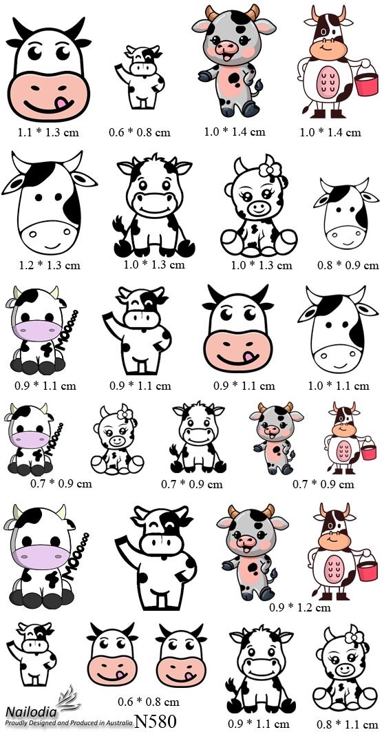 Cute Baby Cow Cattle Nail Art Decal Sticker Water Transfer Slider