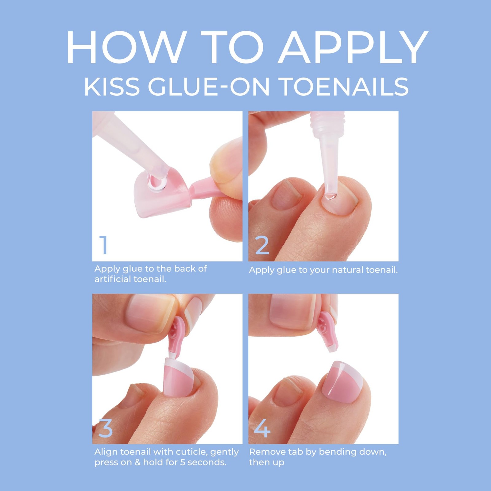 KISS Everlasting, Press On Toenails, Nail Glue Included, ‘Limitless’, Beige,