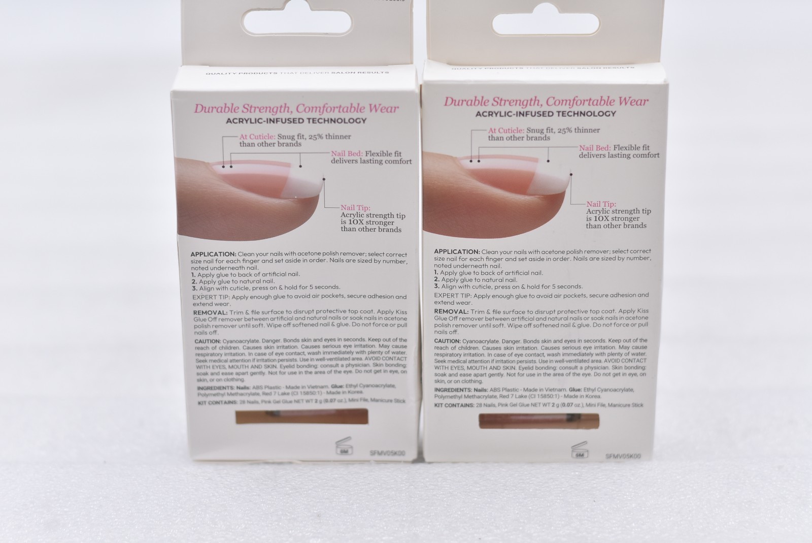 Lot of 2 Kiss Salon Acrylic French KSA16 Short Nails – 28 Nails