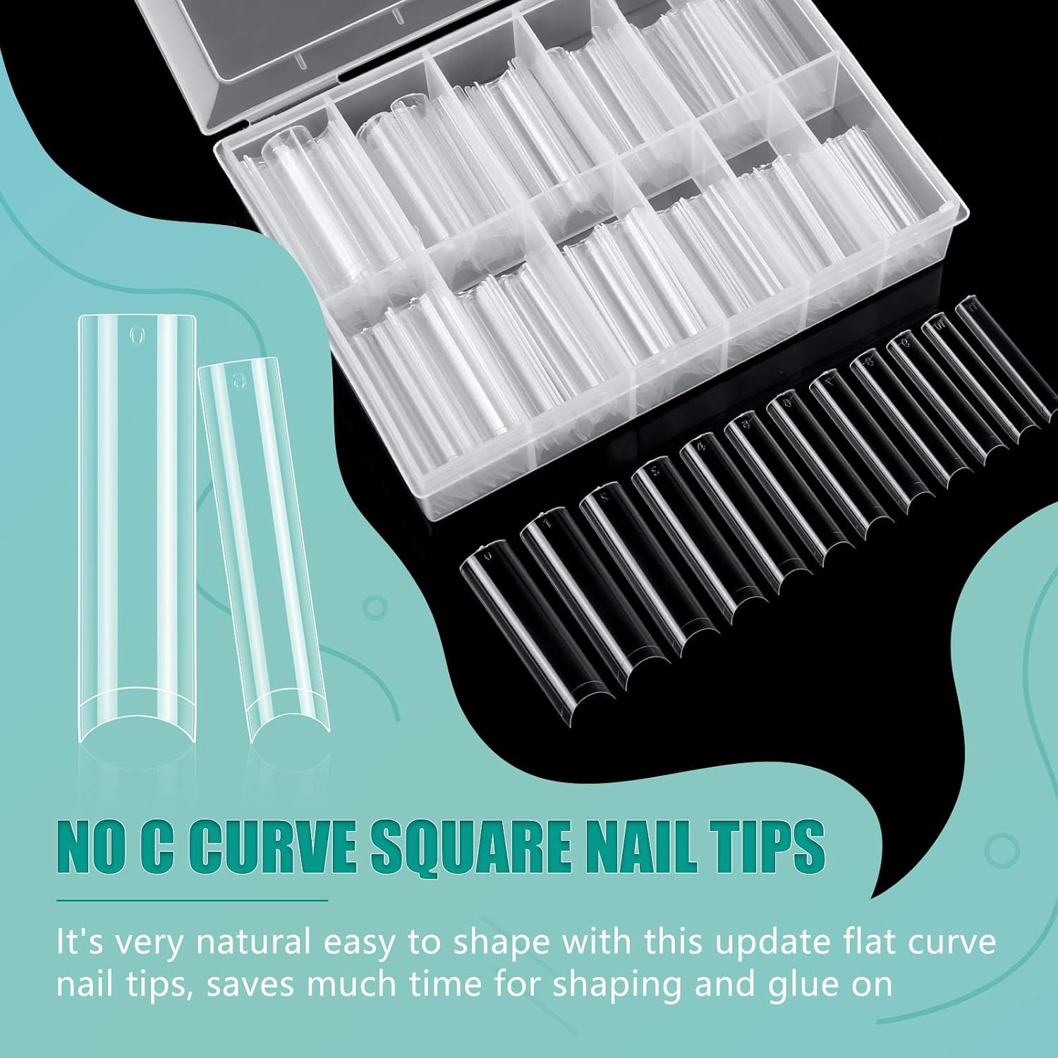 XL Long Nail Tips: Stiletto & Square 2 Shapes for Home DIY | Half Cover 240PCS N