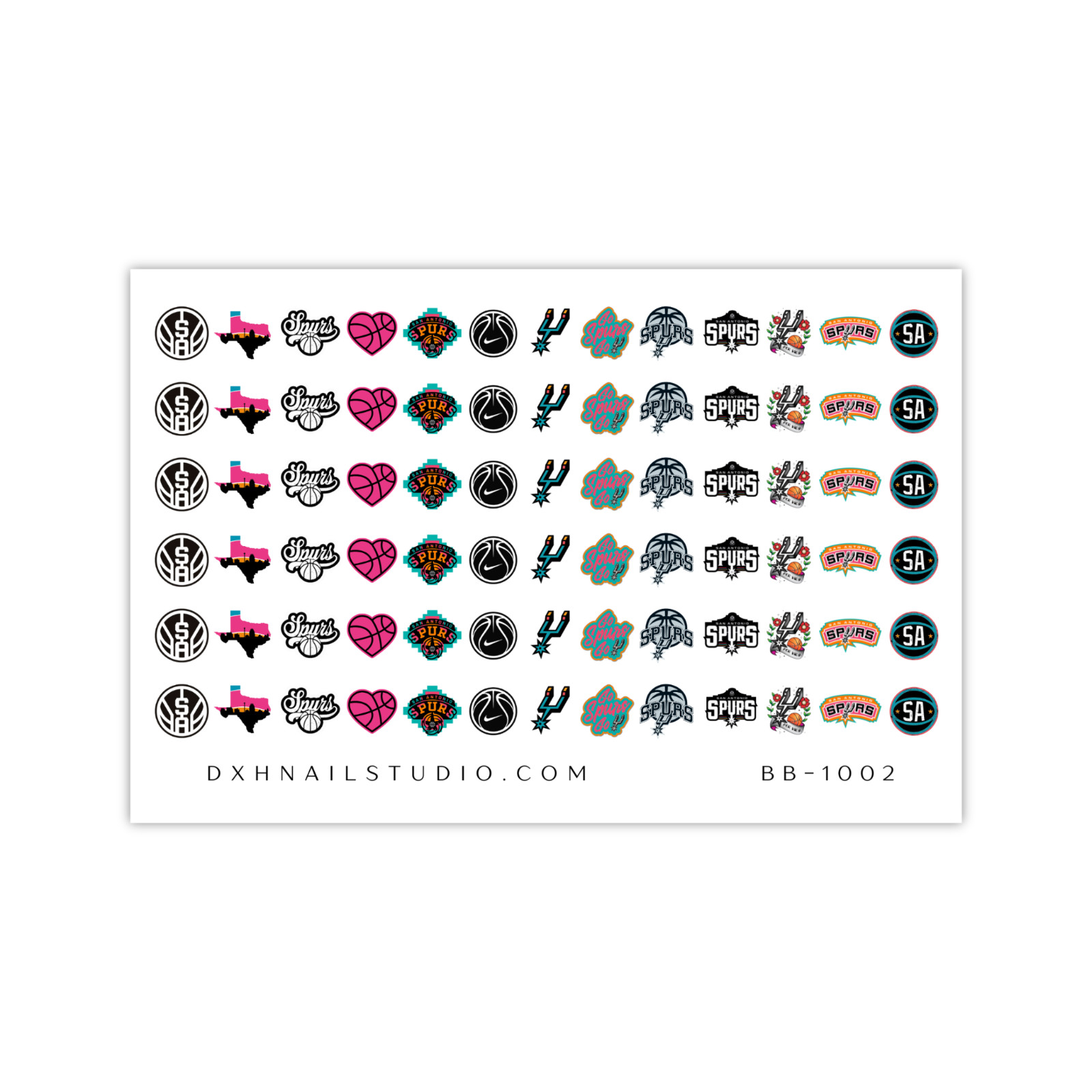 San Antonio Spurs Basketball Nail Decals Water Transfer Nail Art BB-1002