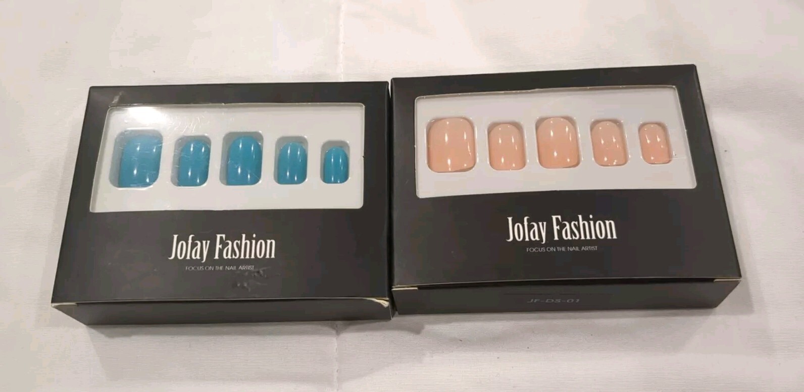 Glossy Pink & Teal Color False Nail Short Square Press on Nails 2-24pcs Kits-New