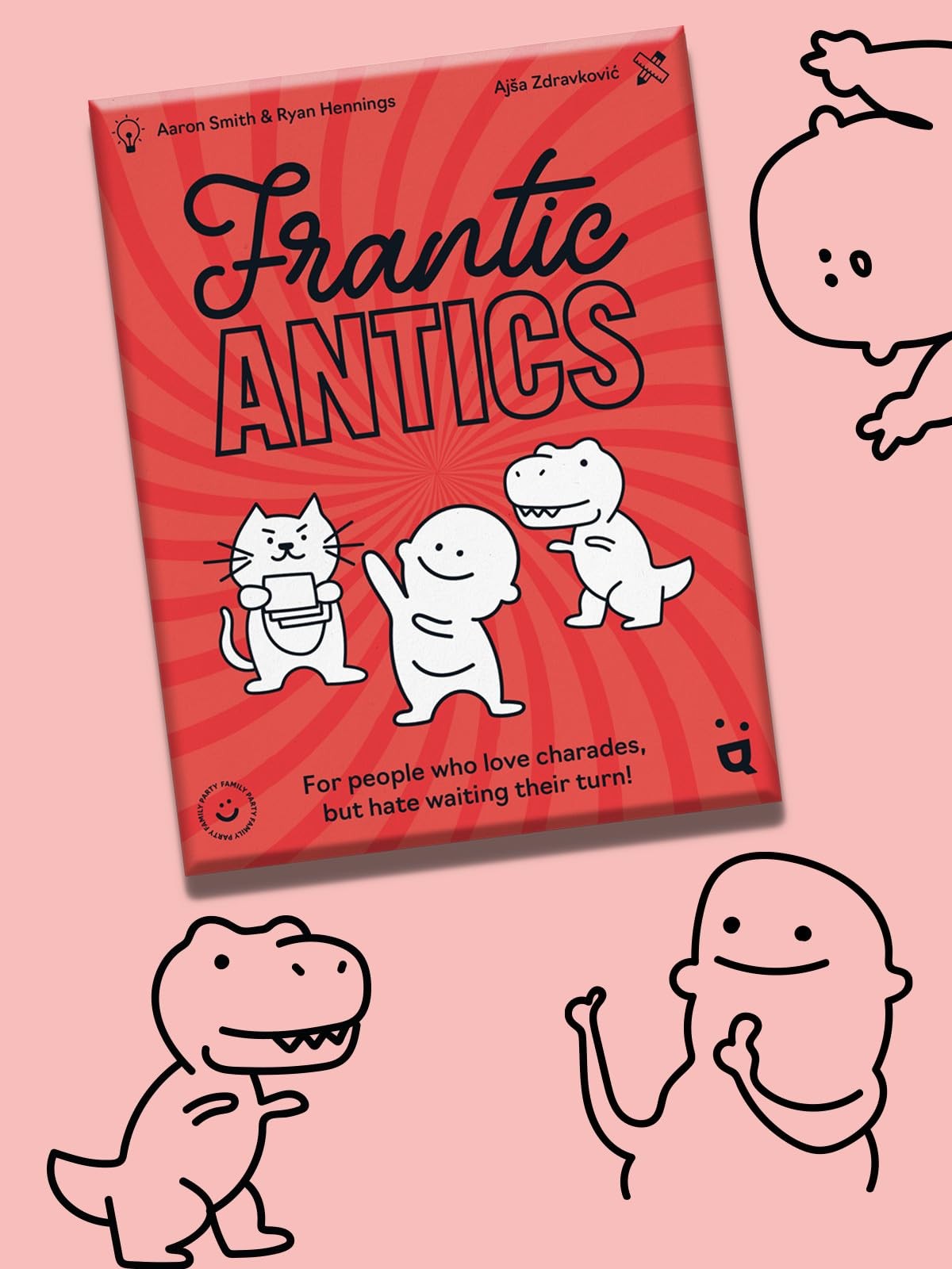 Helvetiq Frantic Antics Party Game – Fast-Paced, All-Play Medium, Multicolor