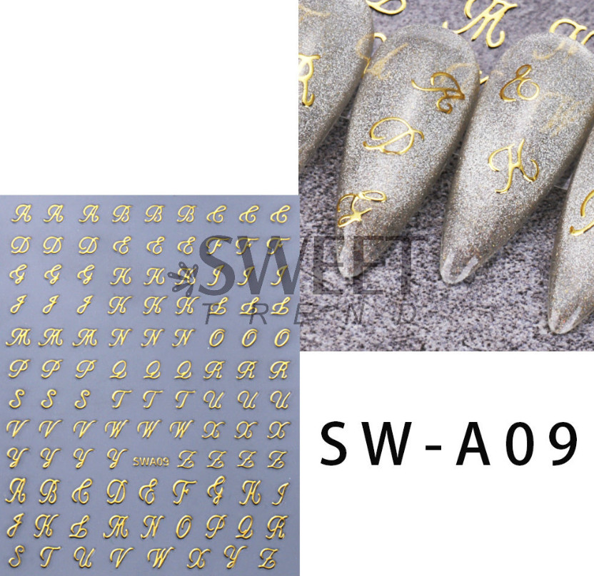 Nail Art 3D Decal Stickers Latin Roman English Alphabet Letters Uppercase NH23