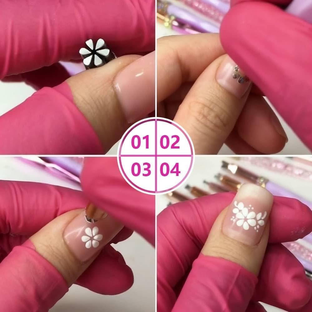 15 PCS Nail Art Stamp Pen Set, Different Flower Rose Butterfly & Dotting Pattern