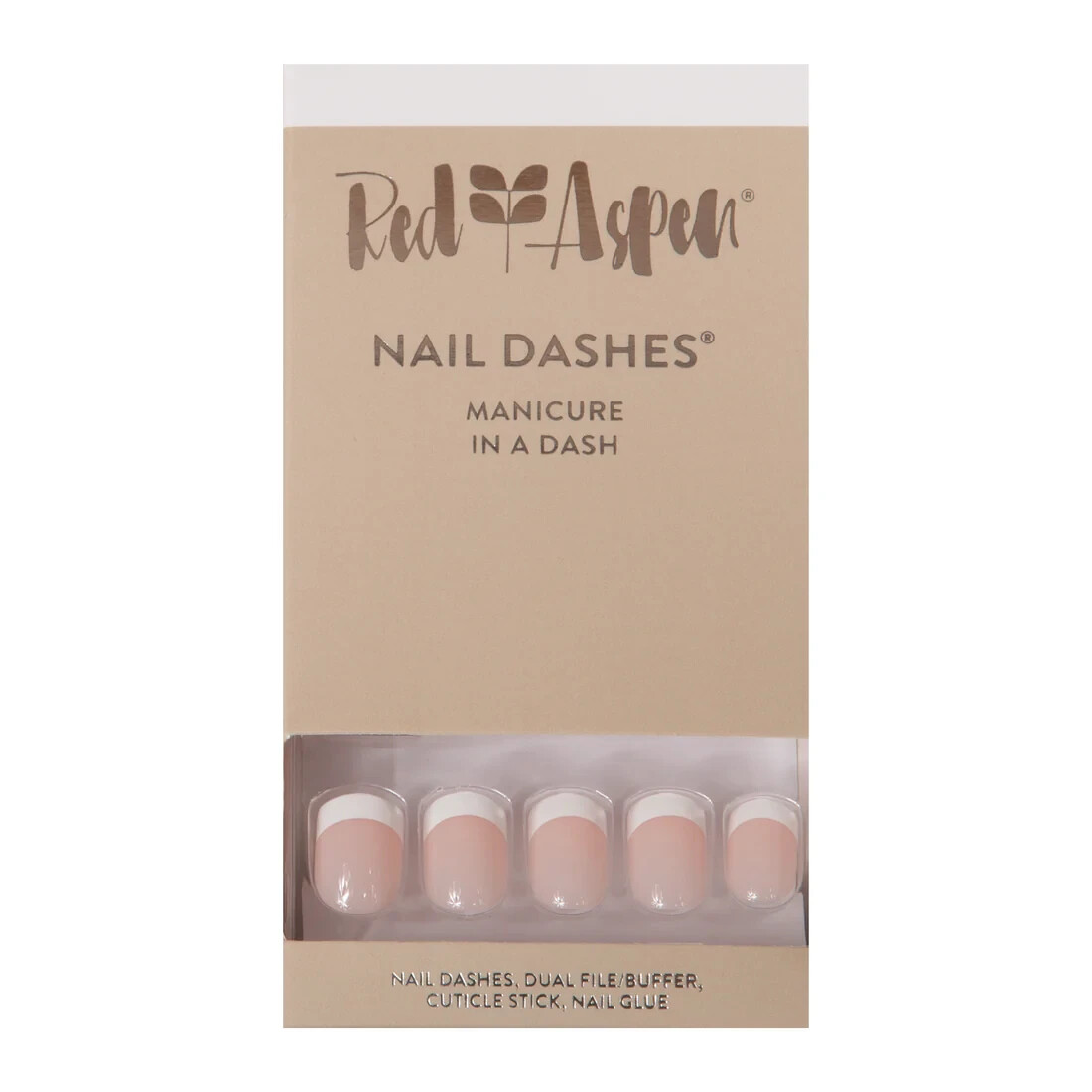 RED ASPEN Nail Dashes Press On Nails~ Short~ Square ~ NELL’S FRENCH TIP Manicure