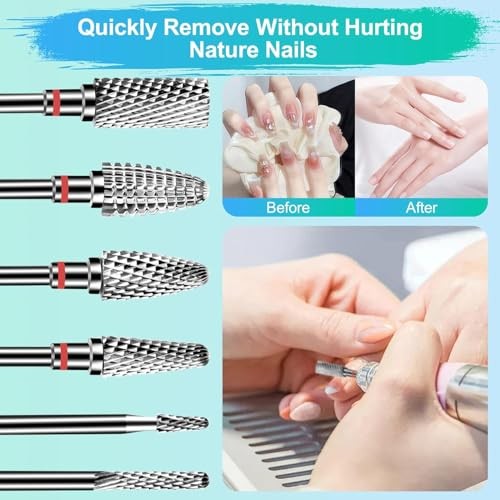 6Pcs Nail Drill Bits Set Professional, 3/32” Electric Nail 6 PCS (F-New) 6.0