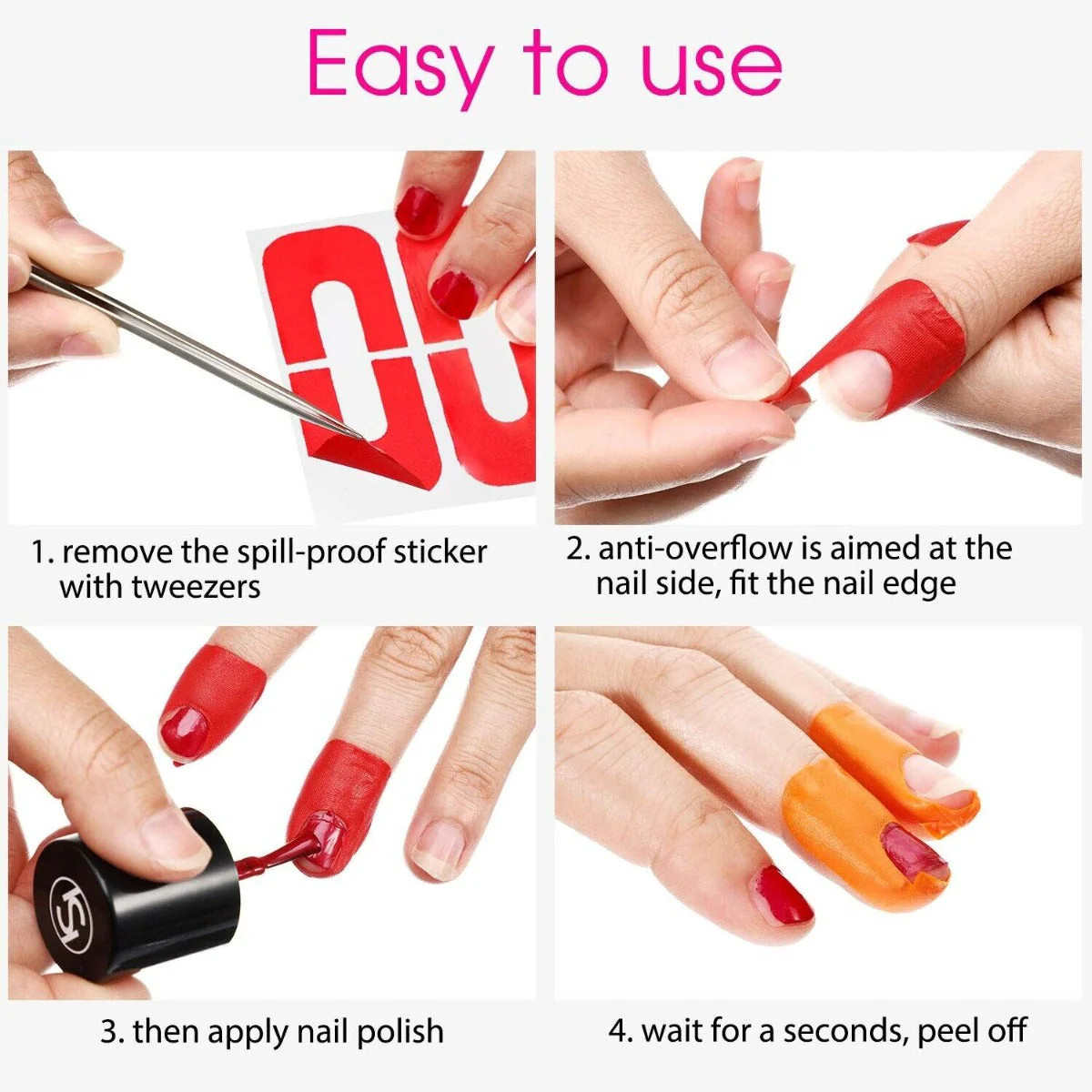 Nail Protector Peel Off Tape, 10PCS for Home Travel (Pink)